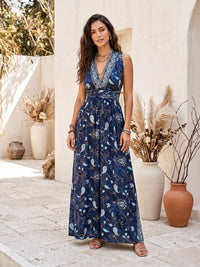 Twilight tide bohemian halter maxi dress