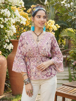 Aveline blush swirl peplum top