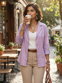 Lunara lavender mist lapel collar shirt