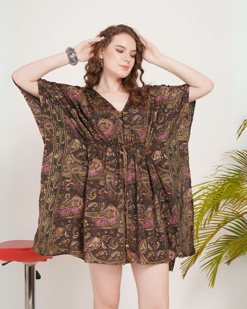 Sana mystic paisley kaftan mini dress