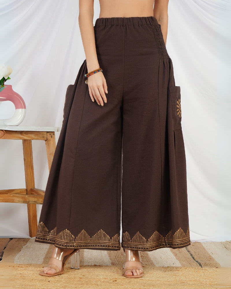 Espresso sunflare cotton palazzo pants