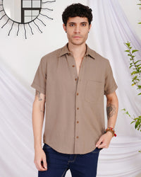 Lennox taupe trail cotton shirt