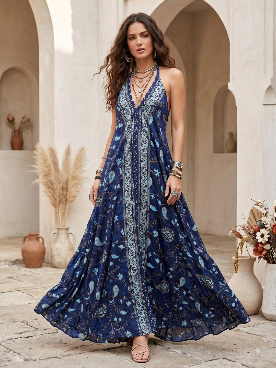 Twilight tide bohemian maxi dress
