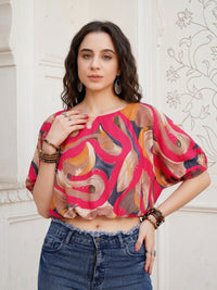 Zafira raspberry swirl boho top