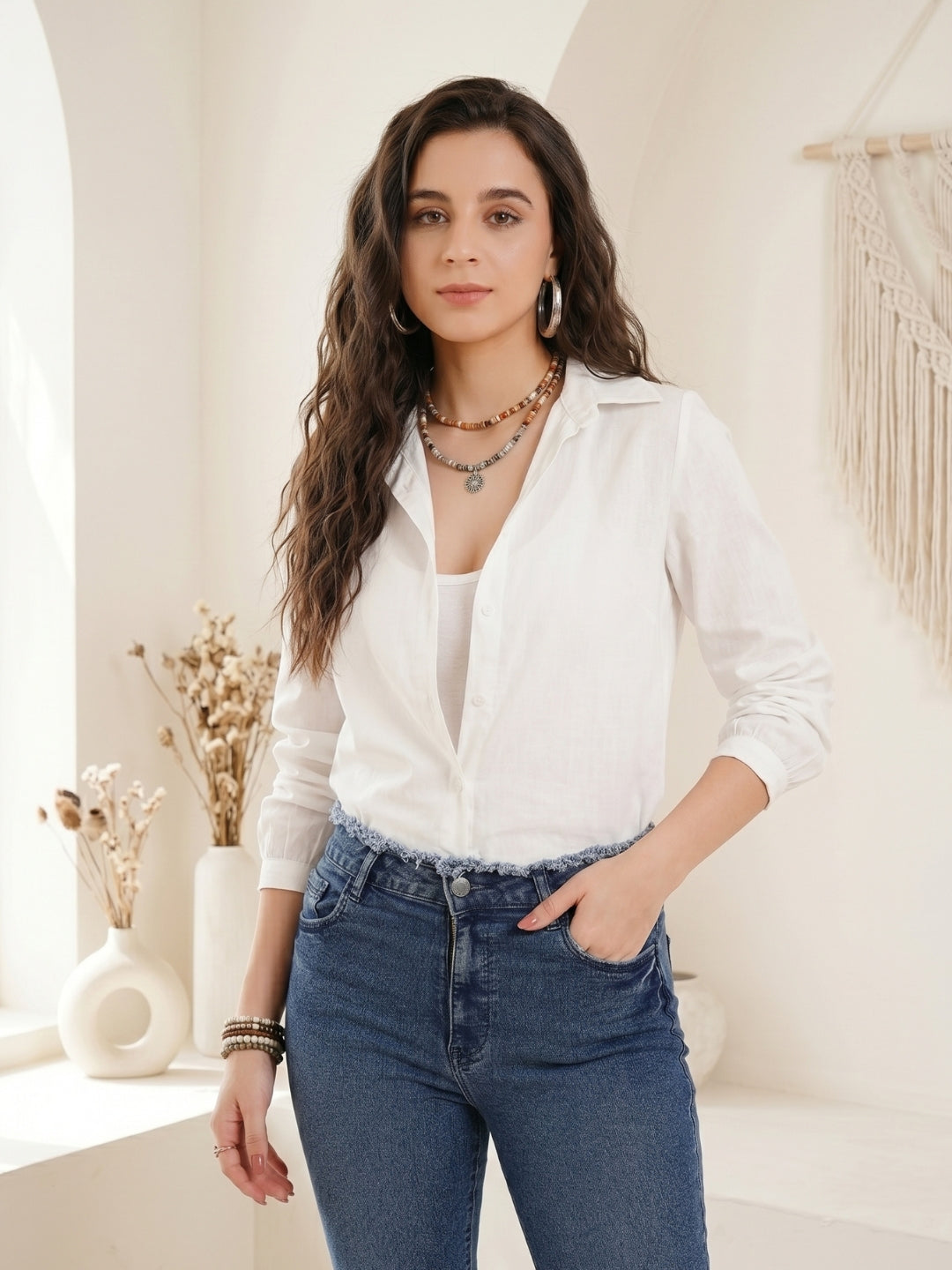 Calista ivory breeze cotton shirt