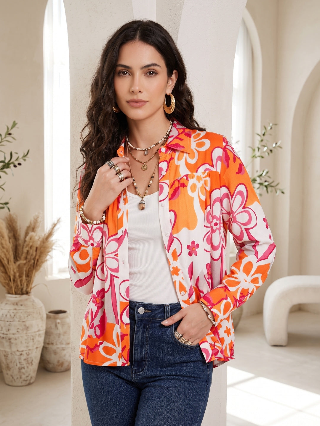 Elodie citrus bloom boho shirt