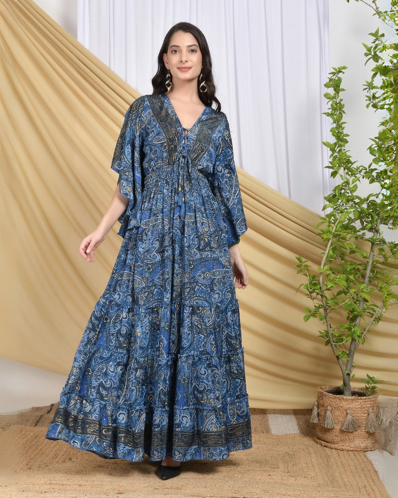 Marina midnight foil maxi dress