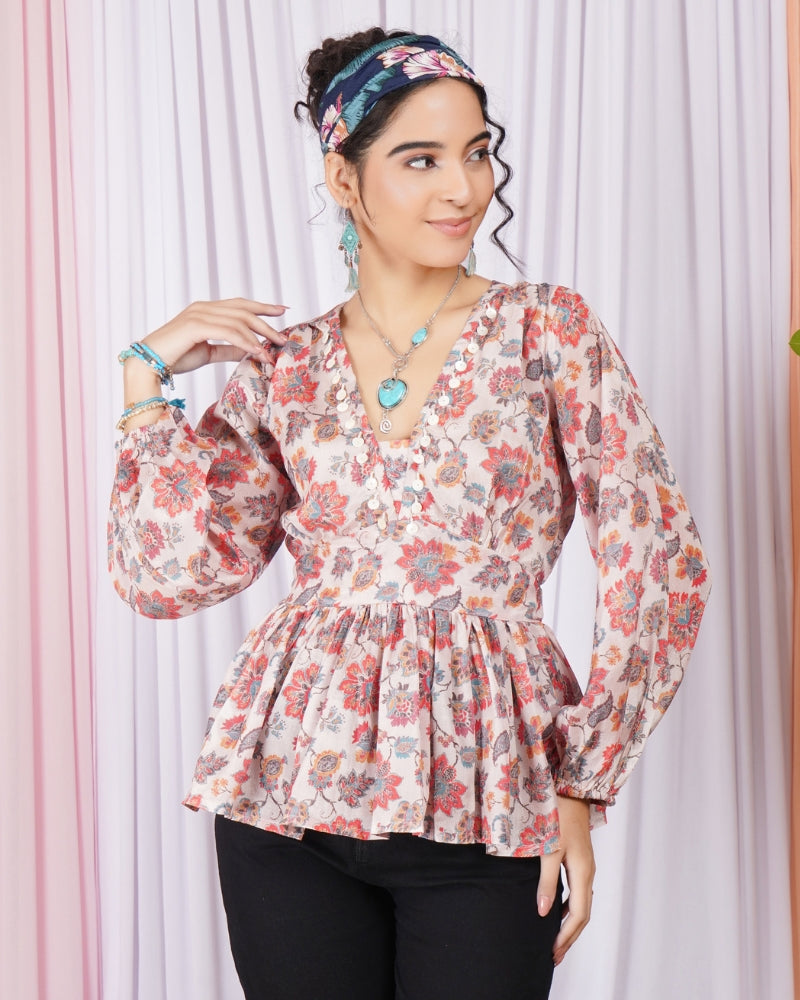 Vienna petal glow peplum top