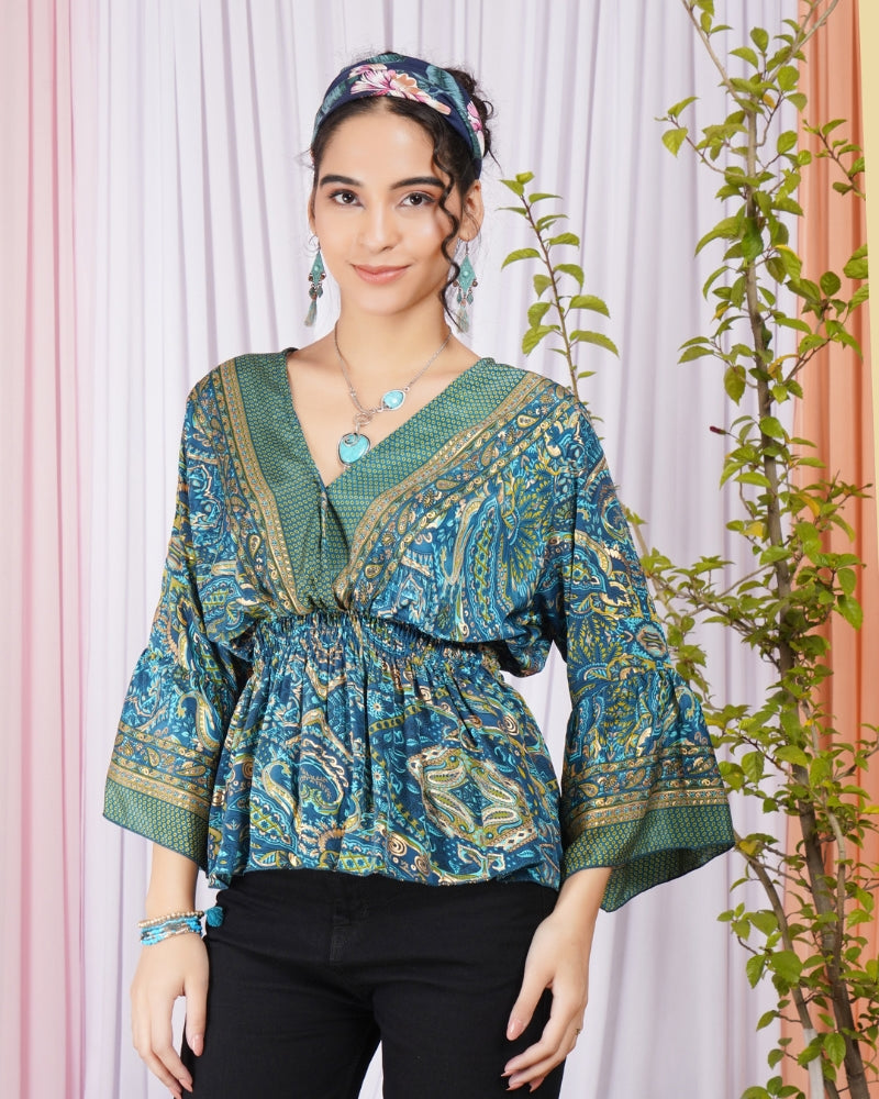 Mariel ocean muse peplum top