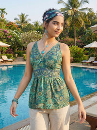 Marisela emerald garden spaghetti top