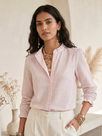 Evania blush cotton stripe shirt