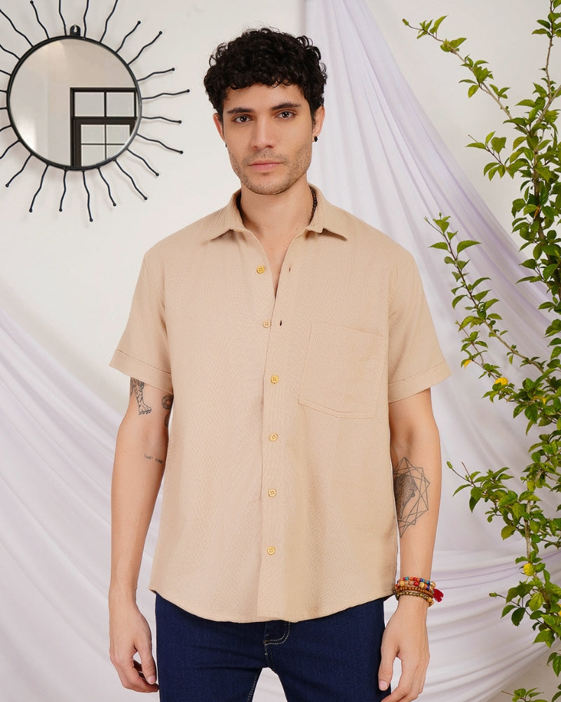 Arlo sandstone organic cotton shirt