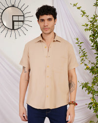 Arlo sandstone organic cotton shirt