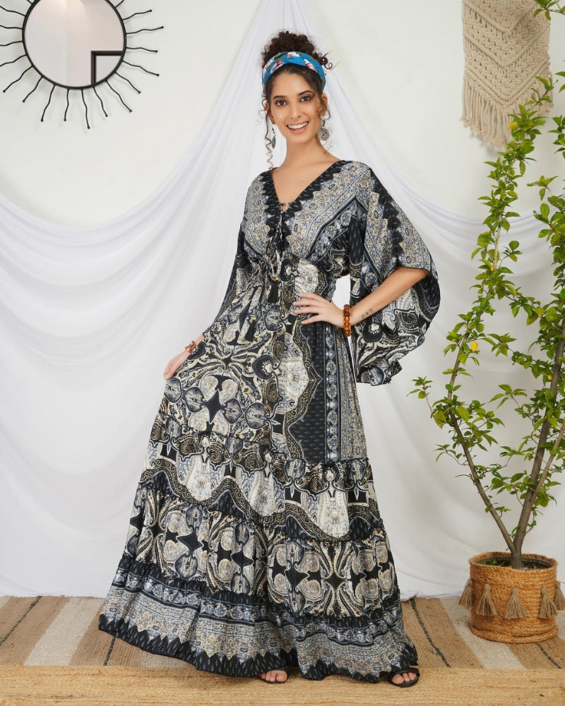 Cressida ebony glow bohemian maxi dress