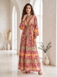 Evelina sangria sunset boho maxi dress
