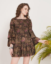 Twilight plum ruffle sleeve mini dress