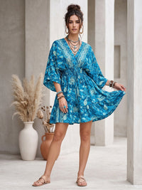 Marielle blue lagoon boho mini dress