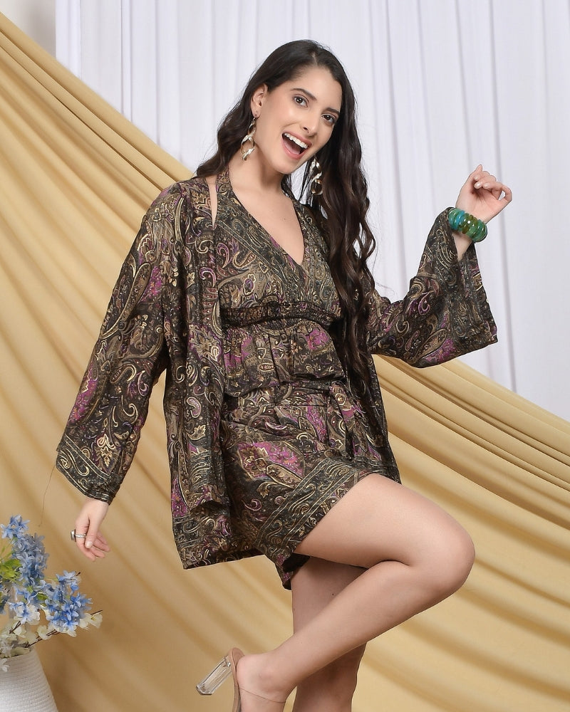 Talia gilded orchid three piece co-ord set