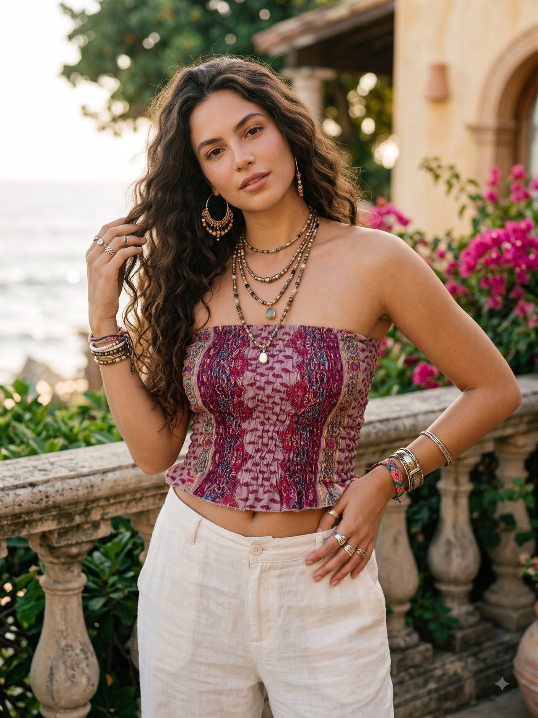 Isadora lavender love boho tube top