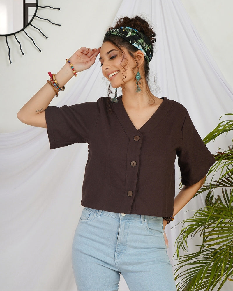 Amara cocoa boho crop top