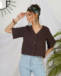 Amara cocoa boho crop top
