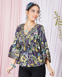 Fiora twilight paisley peplum top