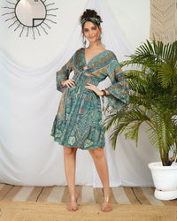 Adelise ocean mist paisley mini dress