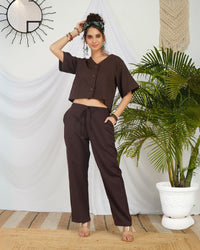 Selesta mocha brown cotton co-ord set