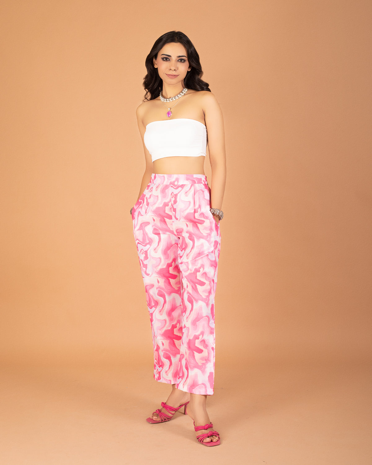 Lively linen pant with marble hues Regular Price-2