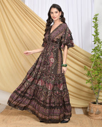 Isla plum mirage tiered maxi dress