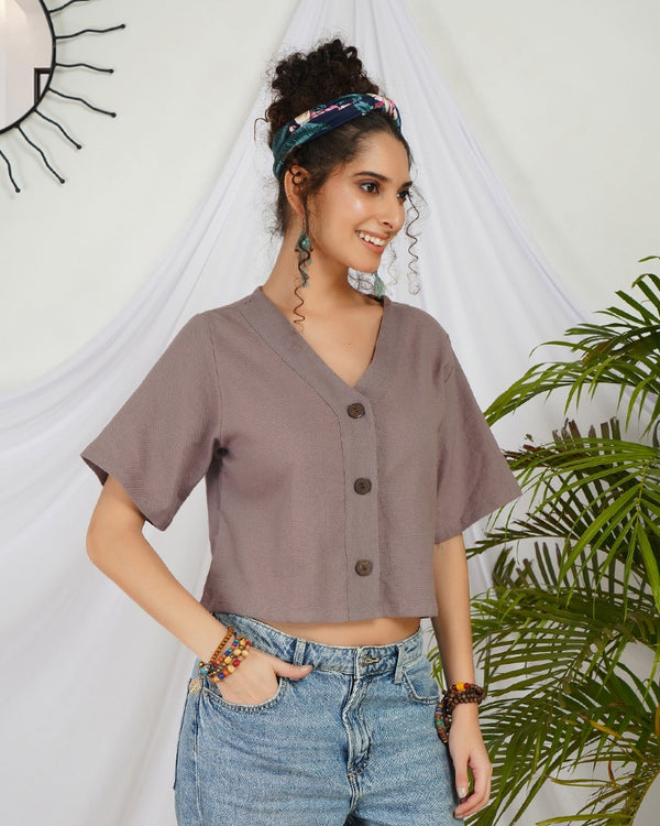 Vivienne smoky mauve boho top