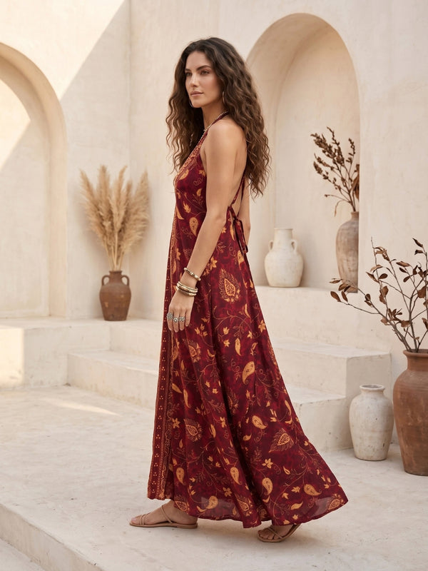 Merlot ember boho maxi dress