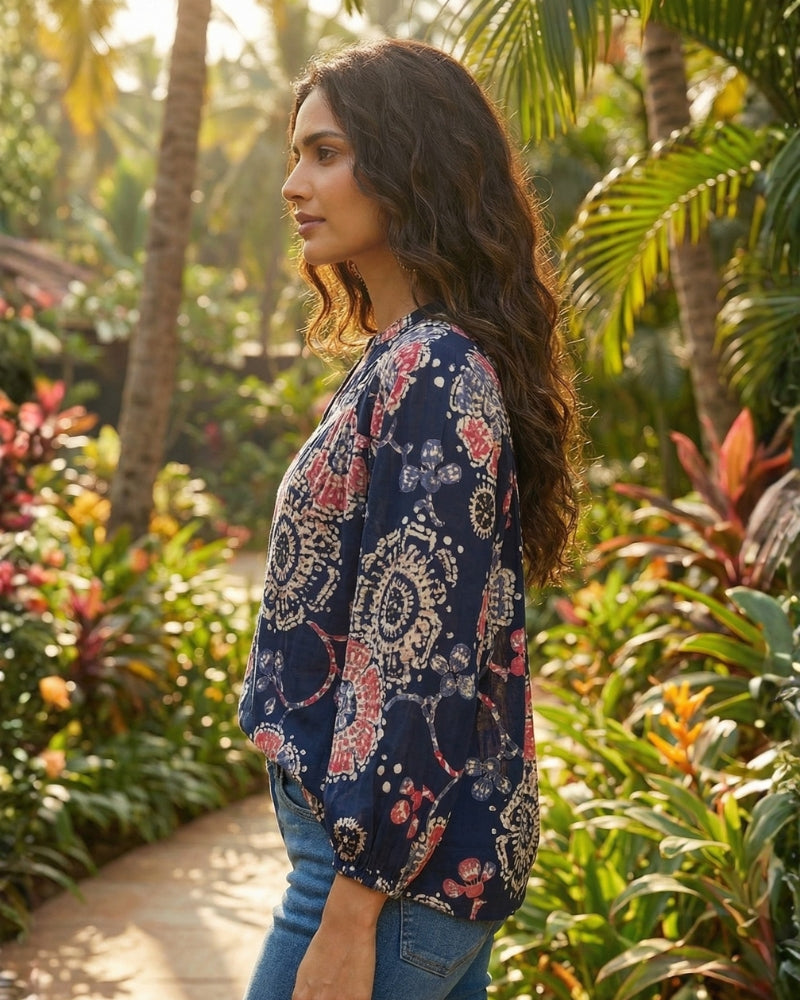 Liora navy blush bohemian top