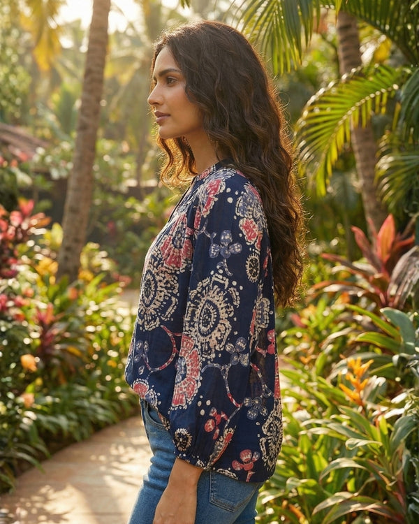 Liora navy blush bohemian top