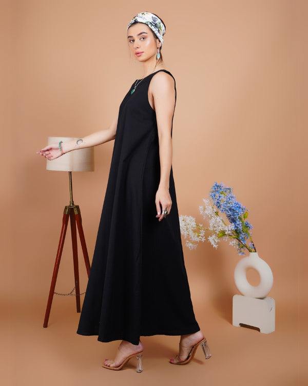 Black mirage khadi maxi dress