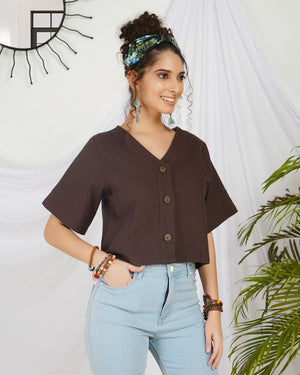 Amara cocoa boho crop top