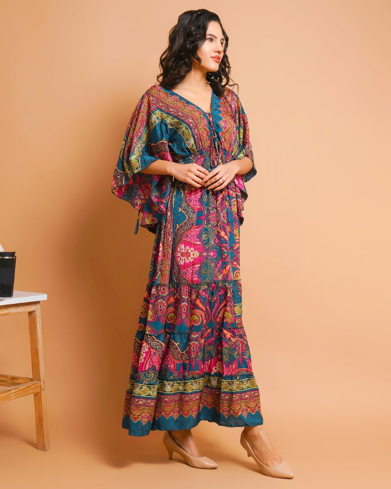 Tropical vibes with paisley dreams maxi dress