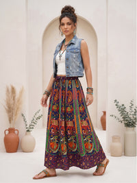 Peacock trail bohemian skirt