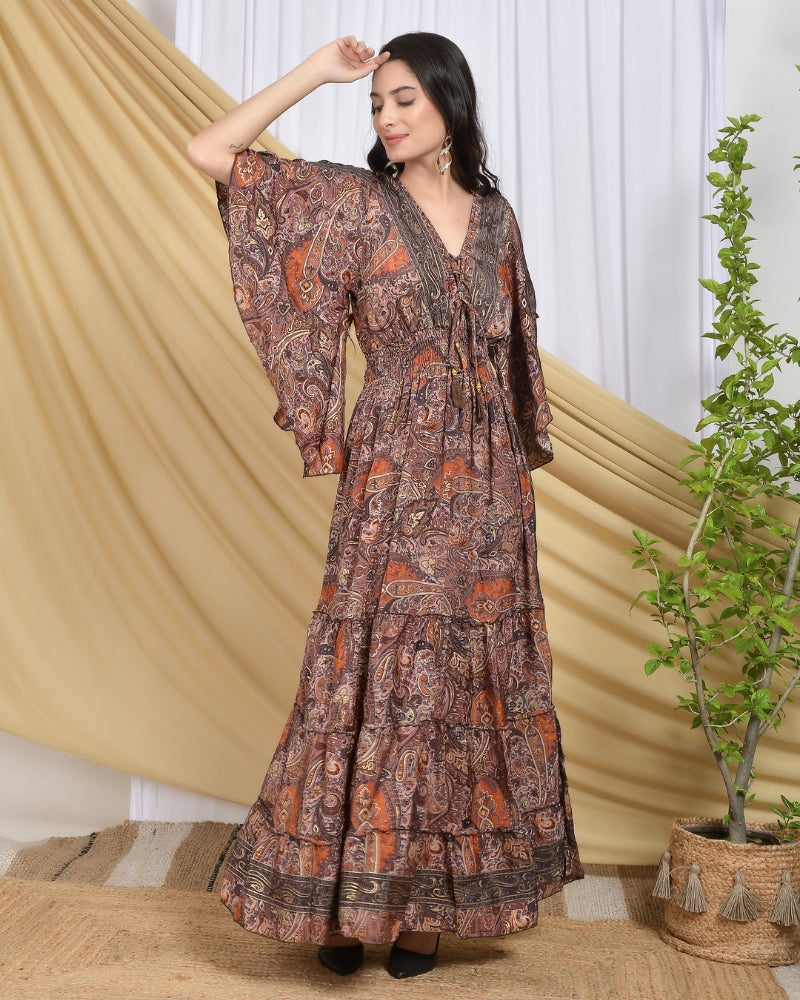 Solene bronze mirage maxi dress