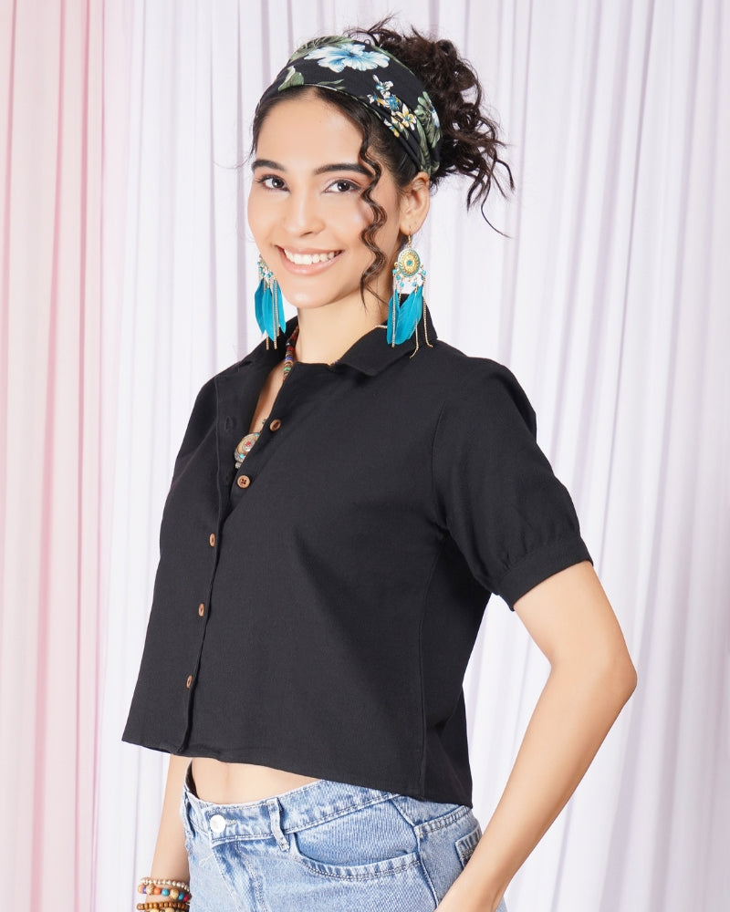 Sienna noir boho cotton top