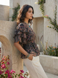 Maelira twilight vine boho peplum top