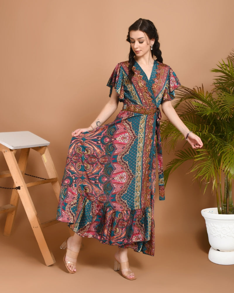 Naomi boheme wrap maxi dress