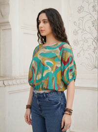Isolde teal mirage boho top