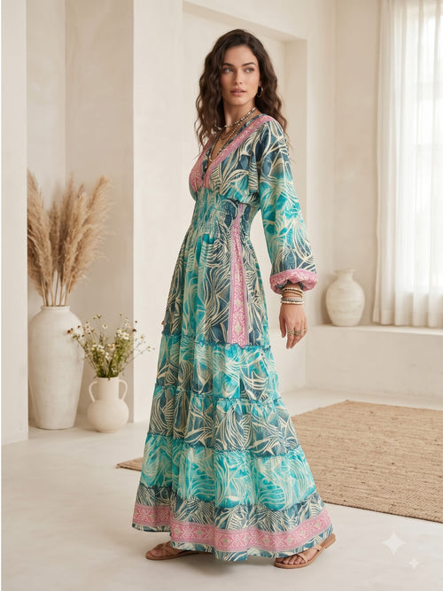 Marielle blue lagoon boho maxi dress