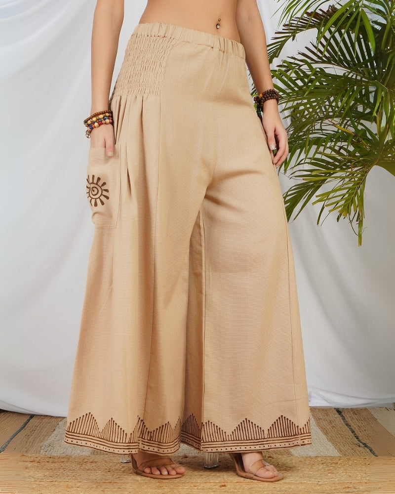 Sandstone glow cotton palazzo pants