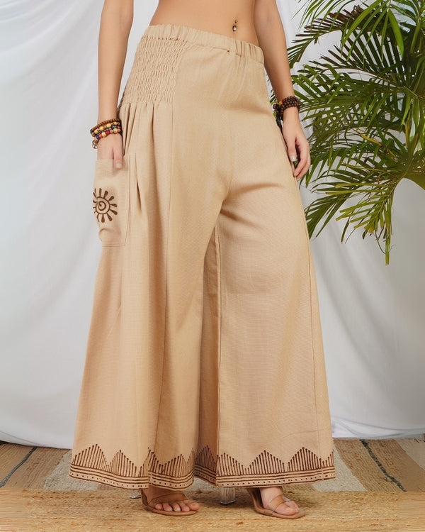 Sandstone glow cotton palazzo pants
