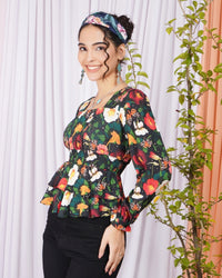 Bella noir petal peplum top