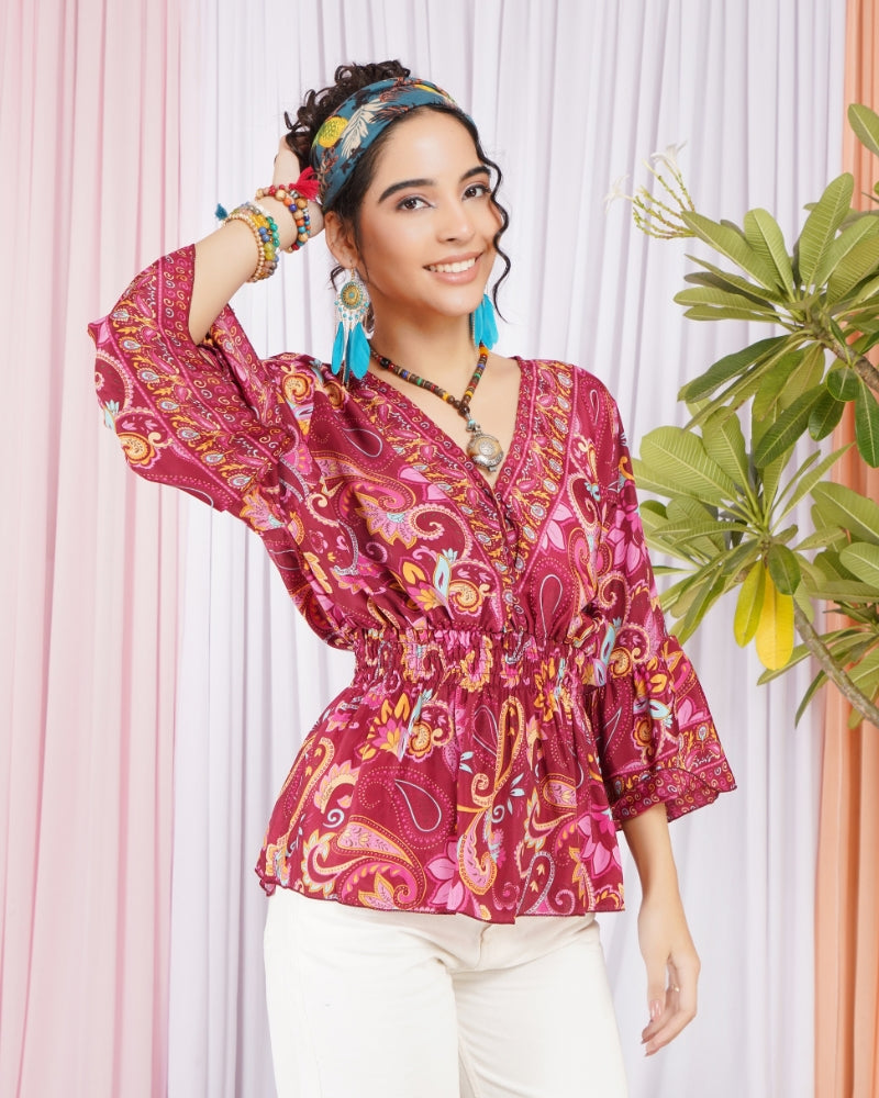 Briella pink dream peplum top