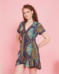 Talia paisley glow mini angrakha dress