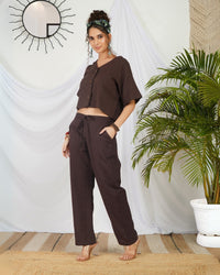 Selesta mocha brown cotton co-ord set